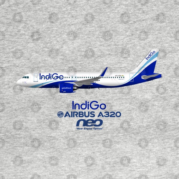 Illustration of IndiGo Airbus A320 NEO VT-ITD by SteveHClark